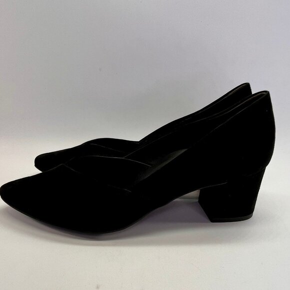 Paul Green Witt Black Suede Pointed Toe Pump Size 5.5 Mid Block Heels - Picture 4 of 16